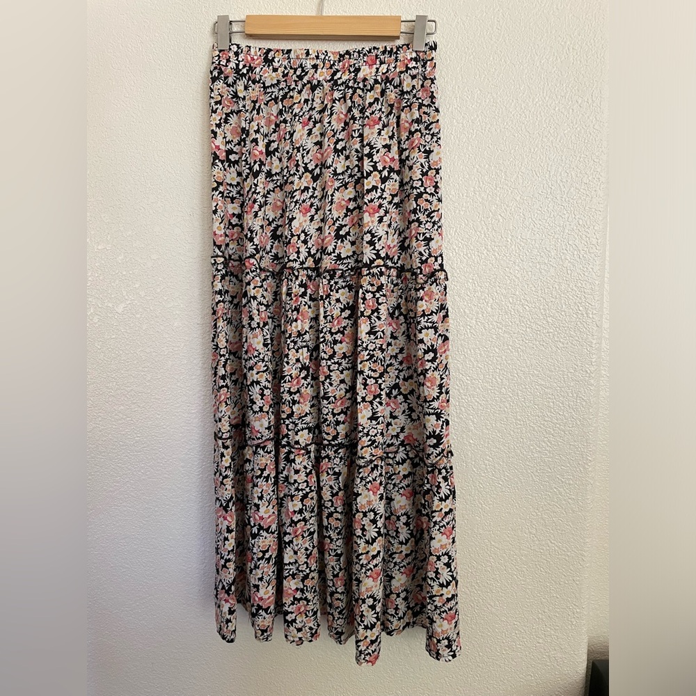Floral maxi/midi skirt ruffle tiered